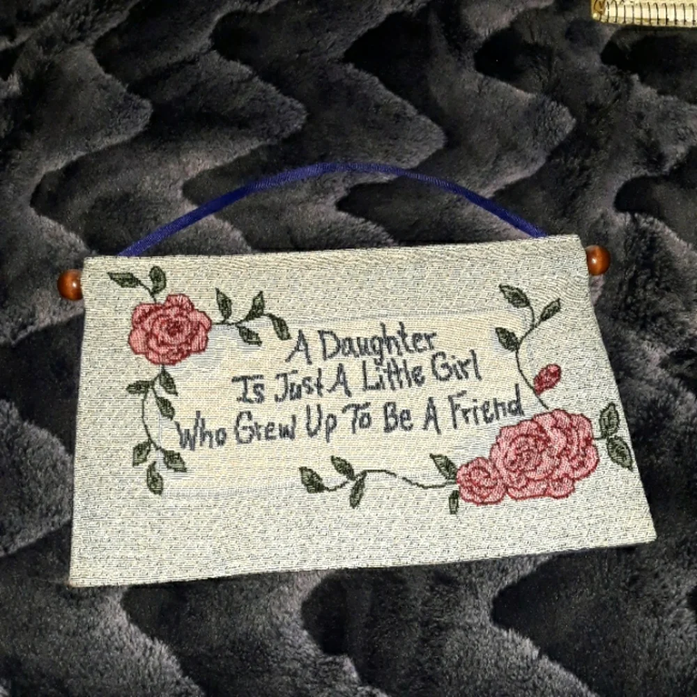 Embroidered daughter wall tapestry, 12 x 8 inches